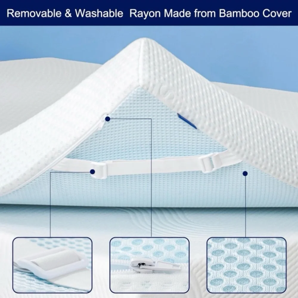 Subrtex Premium White and Blue Bedding topper covers